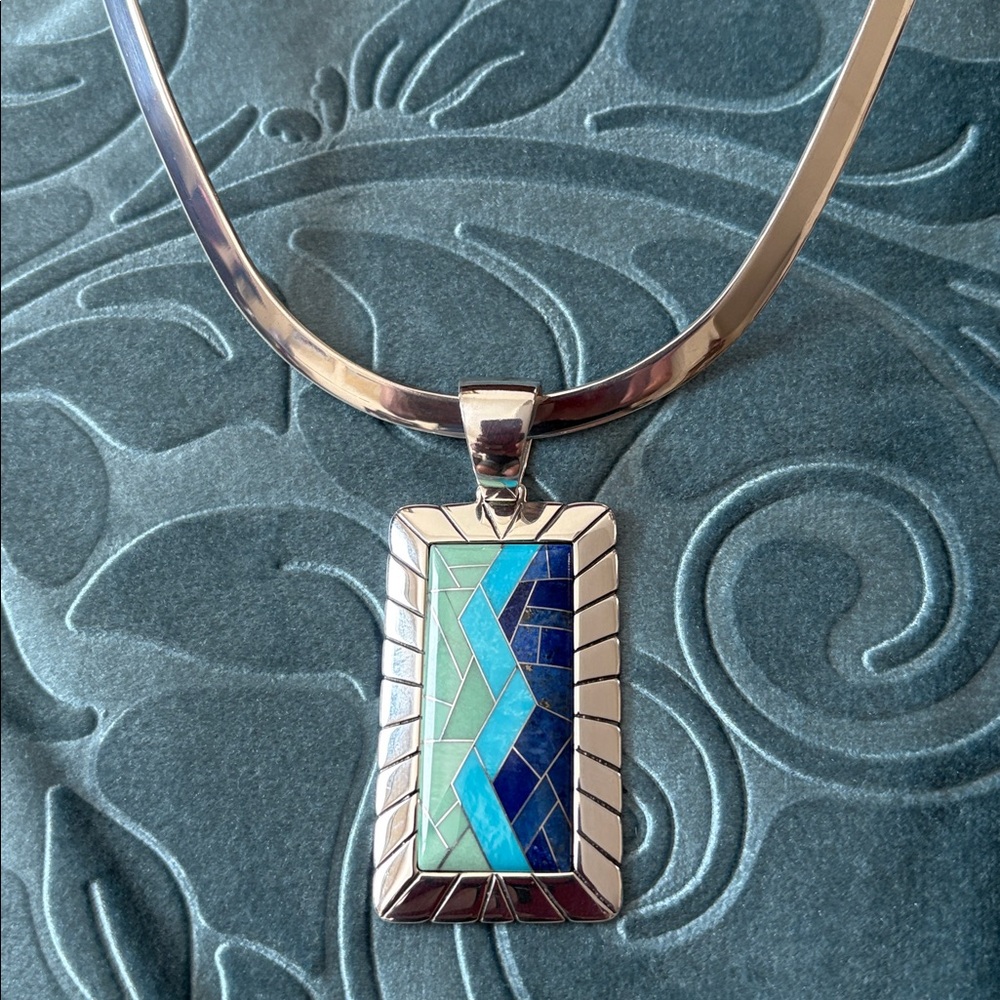 NWOT Carolyn Pollack of Sincerely Southwest-Silver/Turquoise/BlueLapis Pendant - Picture 12 of 13